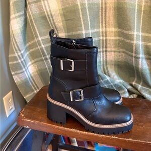 Blondo Renoir waterproof Black Leather Combat Boots size 8